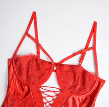Load image into Gallery viewer, YUMMY cross lace bodysuit - Red
